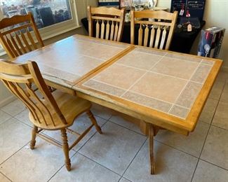 Tile Top Maple Dining table with 6 Chairs	Table 30x39x69in	
