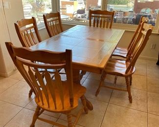 Tile Top Maple Dining table with 6 Chairs	Table 30x39x69in	
