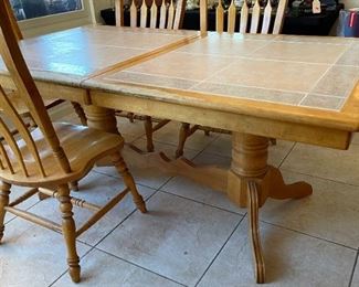 Tile Top Maple Dining table with 6 Chairs	Table 30x39x69in	
