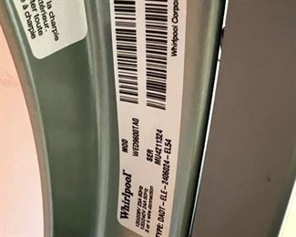 Whirlpool Duet Steam front load Dryer	38x27x 28.5in	HxWxD
