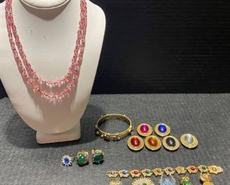 Very Colorful Gold Tone Jewelry Lot
