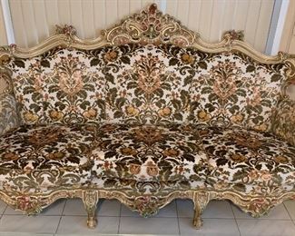 Made in Italy Vintage Carved Sofa and 2 Chairs