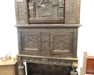 Antique English Jacobean Style Court Cupboard
