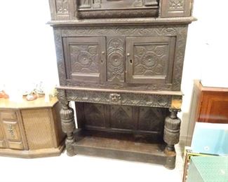 Antique English Jacobean Style Court Cupboard