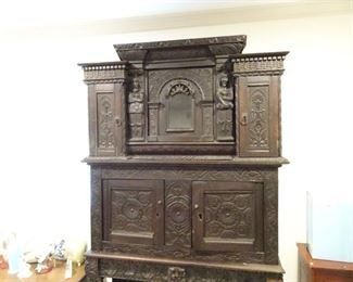 Antique English Jacobean Style Court Cupboard