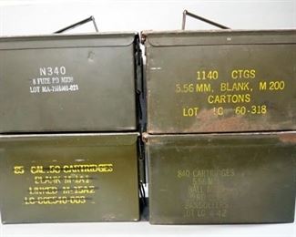 US Army Ammo Cans, Marked 50 Cal, Qty 4