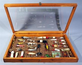 Lure Collection, Various Types, Mounted In Display Case