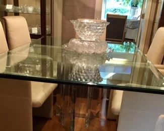 Vintage Custom Lucite Dining Table w/Custom Glass