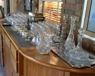 Large Collection of Crystal Including Waterford, Orrefos, Tiffin, Fostoria, Baccarat, etc.