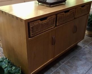 Ralph Lauren Server w/Rattan Baskets and Leather Pulls