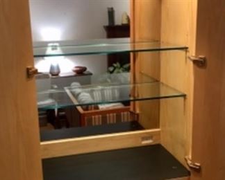 Amazing Mid 20th Century Henredon”Scene Two” Burled Olive Wood Bar Cabinet - Interior