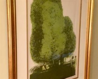 Listed Artist Harold Altman “Trees & Figures” Hand Tinted Lithograph
