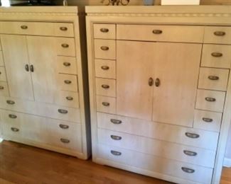 RARE Pair of Vintage “Knotty Oak Veneer” Henredon Cabinets w/Duplex Electrical Outlet, Adjustable Shelf & Removable Ventilation Back Panel