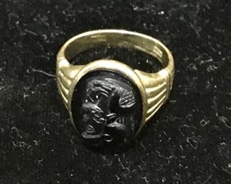 14k Carved Onyx Ring