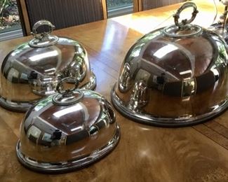 Suite of 3 19th c  Silver-Plate Domes w/Armorial Crest