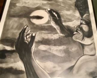 Listed Artist - Stanley Clark, Charcoal on Paper