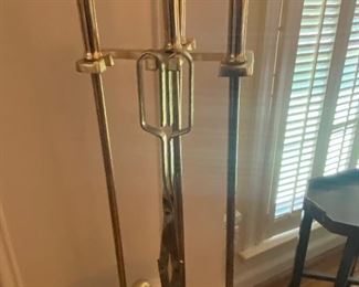Vintage Duck Head Brass Fireplace Set