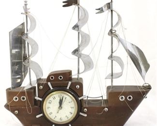 5 - Vintage ship clock by United 17" long x 15 1/2 tall
