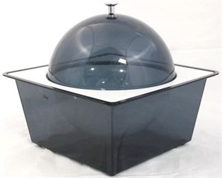 6 - Vintage acrylic domed ice bucket 10 1/2" long x 10 1/2 wide x 10 1/2 tall
