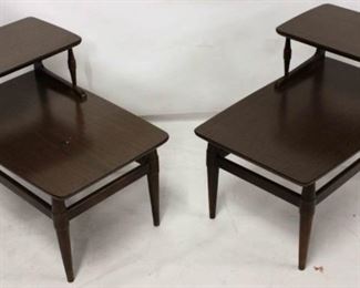 10 - Pair mid-century step down side tables 30 long x 17 wide x 22 tall
