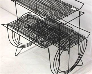 22 - Vintage mid-century three tier metal stand 28 long x 22 wide x 28 tall
