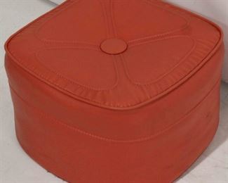 37 - Vintage orange ottoman 16 long x 16 wide x 11 tall
