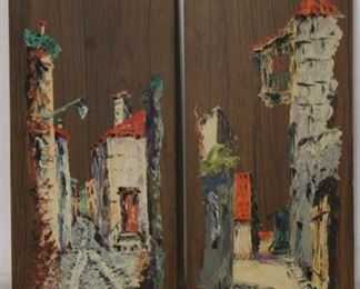 50 - Pair of oil paintings on wood by Fred Roner 10 wide x 24 tall
