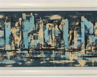 58 - Vintage mid-century framed art 52 1/2 wide x 20 1/2 tall
