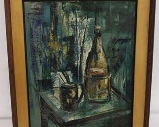 65 - Vintage 1963 art in original frame 31 1/2 wide x 37 1/2 tall
