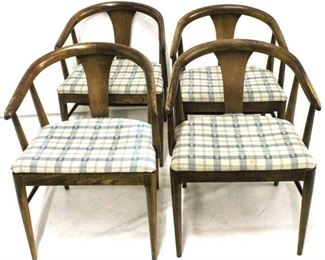 71 - Set of 4 barrel back mid-century chairs 31 1/2 x 21 1/2 x 18 minor wear on arm rests
