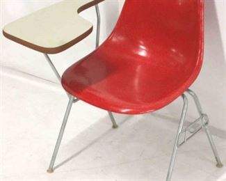 80 - Eames, Herman Miller study chair in red fiberglass 32 1/2 x 21 x 19
