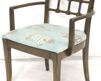 82 - Drexel dowel lattice back arm chair 34 x 22 1/2 x 19
