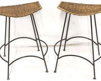 83 - Pair of Uminoff style wicker bar stools 25 x 16 x 16
