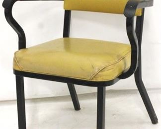 92 - Gold naugahyde arm chair w/ black frame 34 x 24 x 21
