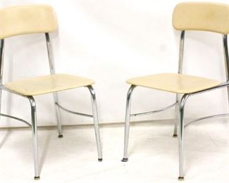 96 - Heywood Wakefield pair beige stacking chairs 30 x 16 x 23
