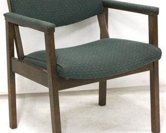 97 - Walnut lounge chair with upholstered arms 30 x 23 x 21
