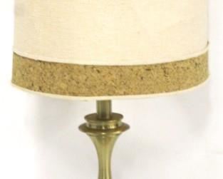 100 - Mid-century large table lamp with cork & brass 45" tall