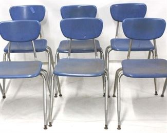 109 - 6 Virco vintage stacking chairs in blue 30 x 16 x 17
