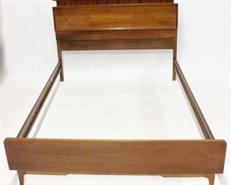 122 - Young Furniture full size sculptural bed walnut & rosewood 40 1/2 x 56 x 89 1/2
