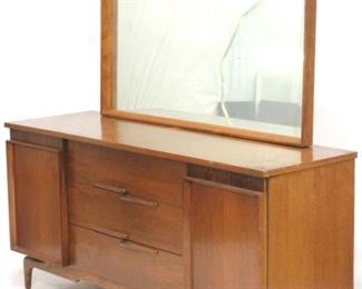 124 - Young Furniture sculptural dresser w/ tilt mirror walnut & rosewood 66 1/2 x 64 x 20
