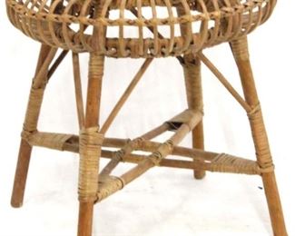 126 - 1960s Franco Albini wicker stool 16 1/2 x 16
