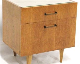 131 - Danish bedside stand with drawer & drop door 20 1/2 x 19 1/2 x 14 1/2
