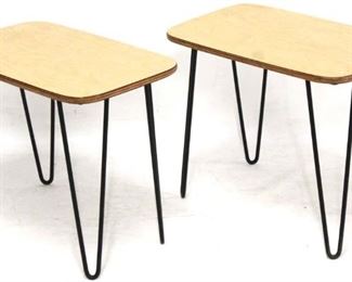 142 - Vintage pair hairpin leg side tables 19 x 24 x 14
