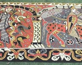 144 - Vintage mid-century hanging tapestry, Medieval 35 1/2 x 69
