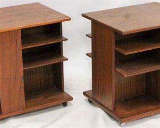 150 - Pair vintage mid-century rolling bookstand tables 24 1/2 x 19 1/4 x 23 1/2
