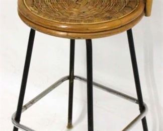 162 - Wicker & metal swivel bar stool 37 1/2 x 16 x 16
