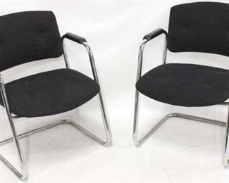 172 - Pair United Chair chrome base vintage arm chairs 31 x 24 x 21 one arm has split
