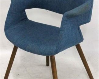 182 - Vintage curved arm chair in blue upholstery 32 x 24 x 24
