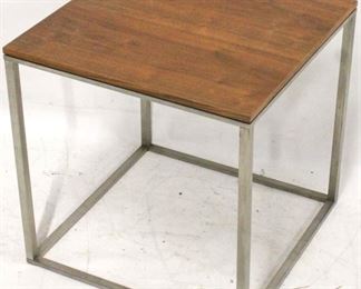 189 - Milo Baughman wood & metal side table 20 x 20 x 20
