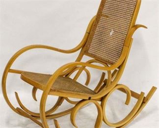 193 - Luigi Crassevig signed bentwood rocker Hole in cane 40 x 20 1/2 x 40
